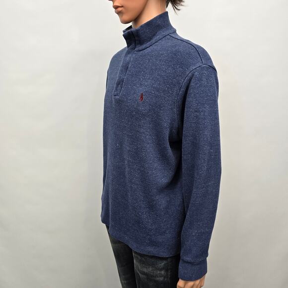 Polo Ralph Lauren 1/4 Quarter Zip AND Button Mockneck Sweater M Blue Red Pony - Picture 10 of 15